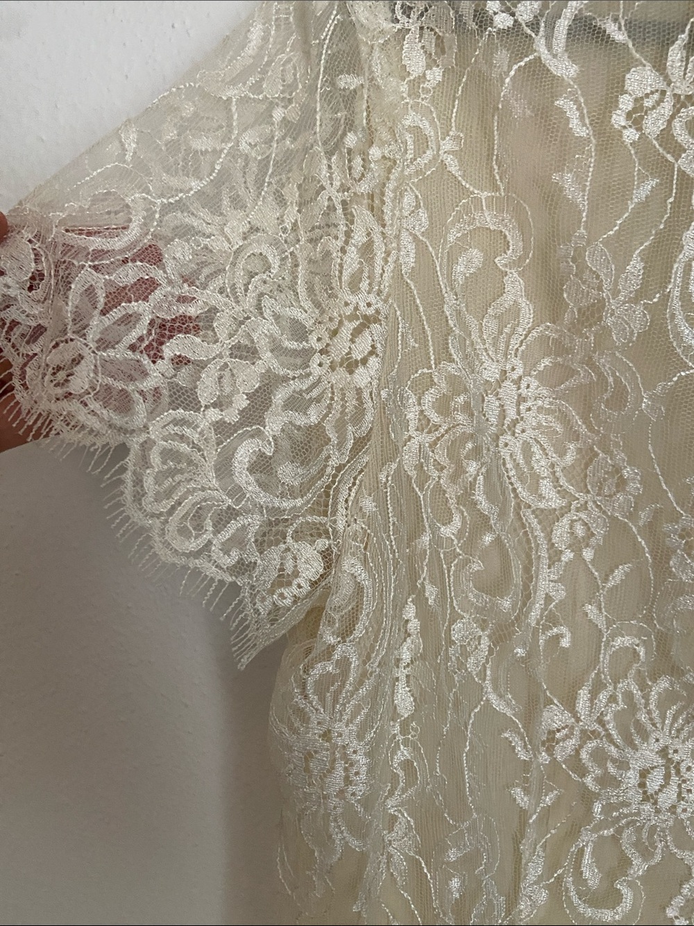 Vintage Lace Button-Front Short Sleeve Top - Cream - Picture 2 of 8